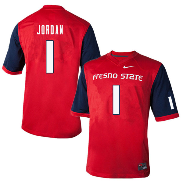 Men #1 Jamire Jordan Fresno State Bulldogs College Football Jerseys Sale-Red - Click Image to Close